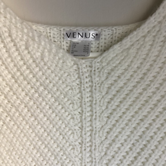 Venus Chunky Knit Sweater Vneck Tie Sides Lace Up Small Ivory 100% Acrylic  Wome - Picture 6 of 10